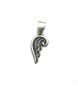 PE001264 Small sterling silver pendant charm 925 half heart angel wings